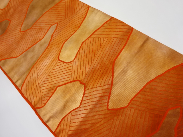 リサイクル　綾錦　変わり道長取り模様織出し袋帯